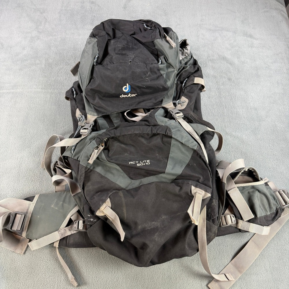Deuter ACT Lite 50+10 Hiking Backpack Black Gray Aircontact VariQuick Trekking